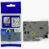 Brother TZC-S121 9mm black on clear label cartridge Compatible laminated label tape for Brother printers Clear label tape with black print 9mm labeling tape cartridge close-up Label tape installed in printer Durable laminated label for office use