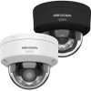 Hikvision 4MP ColorVu dome camera front view DS-2CD2147G3-LIS2UY ceiling mounted installation Smart hybrid light night color surveillance example Hikvision vandal resistant dome camera outdoor setup Wide angle 2.8mm lens CCTV coverage view IP67 waterproof dome camera security system