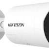 Hikvision 4MP mini bullet ColorVu camera front view DS-2CD2047G3-LI2UY outdoor wall installation Smart hybrid light full color night surveillance example Hikvision 4mm lens long range monitoring camera Weatherproof IP67 bullet camera security setup Hikvision mini bullet camera side angle design