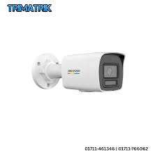 Hikvision 6MP ColorVu bullet camera front view DS-2CD1067G2H-LIU outdoor installation setup Hikvision smart hybrid light night image example CCTV camera wall-mounted security system Hikvision bullet camera side angle design IP67 waterproof Hikvision security camera