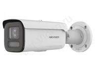Hikvision 8MP ColorVu mini bullet camera front view DS-2CD2187G3-LIS2UY outdoor installation setup 4K full color night surveillance example ColorVu Hikvision smart hybrid light night vision demo Weatherproof IP67 bullet camera mounted outdoors Hikvision 2.8mm wide angle CCTV coverage view