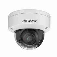 Hikvision 8MP ColorVu mini bullet camera front view DS-2CD2187G3-LIS2UY outdoor installation setup 4K full color night surveillance example ColorVu Hikvision smart hybrid light night vision demo Weatherproof IP67 bullet camera mounted outdoors Hikvision 2.8mm wide angle CCTV coverage view