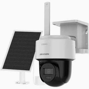 Hikvision DS-2CFSP4 4G solar PT camera Hikvision solar powered outdoor CCTV camera 4MP Hikvision wireless security camera Hikvision PT camera with solar panel Outdoor Hikvision 4G surveillance camera Hikvision full-color solar security camera