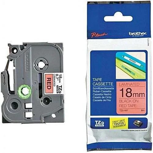 Brother TZe-441 Tape black text on red laminated label tape