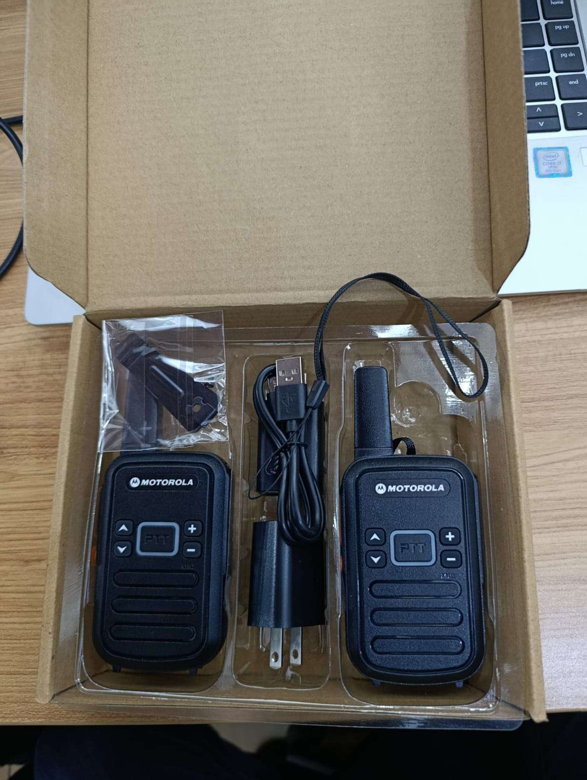 Motorola T82 Two-Way Radio in the box