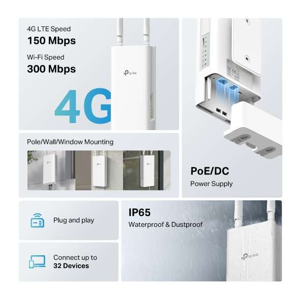TP-Link TL-MR100-Outdoor 300Mbps 4G LTE Outdoor Router front view