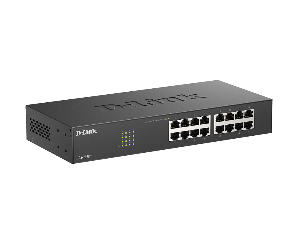 DGS-1016C 16-Port Gigabit Unmanaged Switch port view