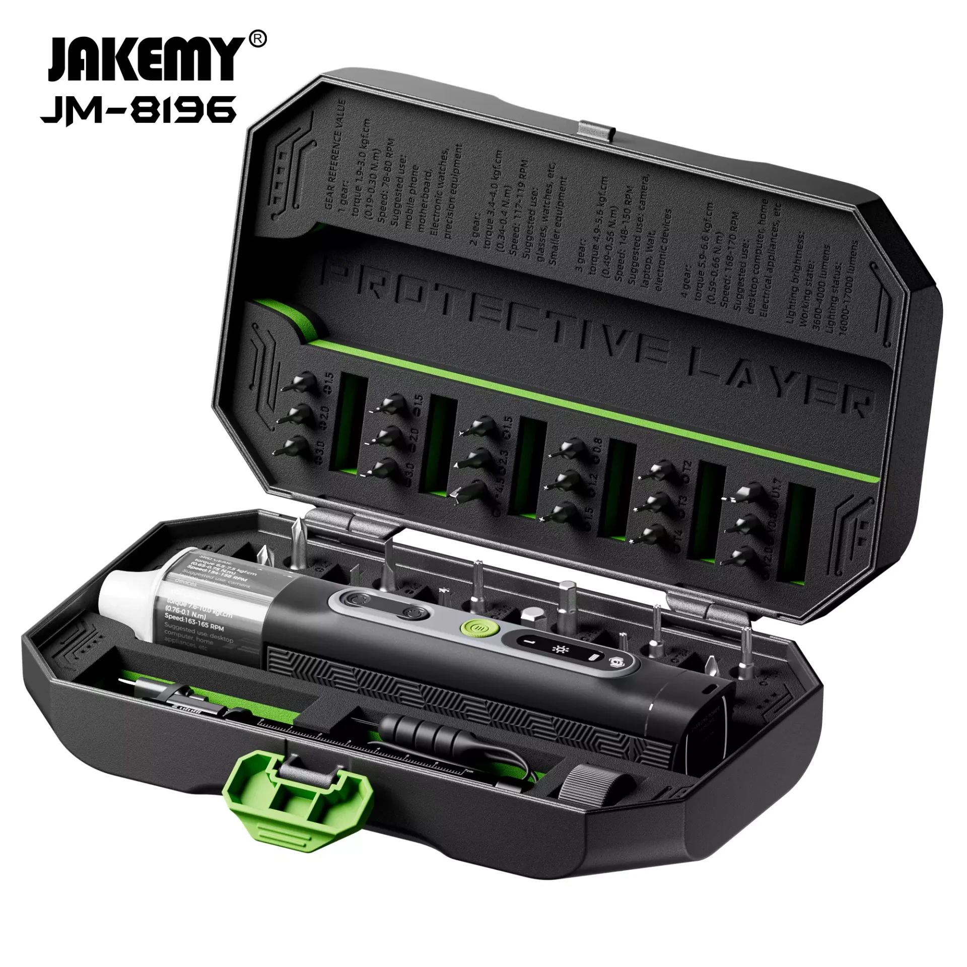 JM-8196 Electric Screwdriver Toolset open